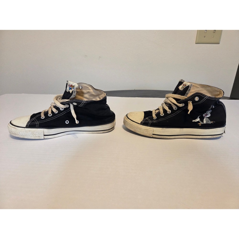 Vintage Looney Tunes Bugs Bunny High Top Sneakers Black Canvas Shoes Mens 9